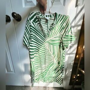 H&M Green and Beige Striped Dress